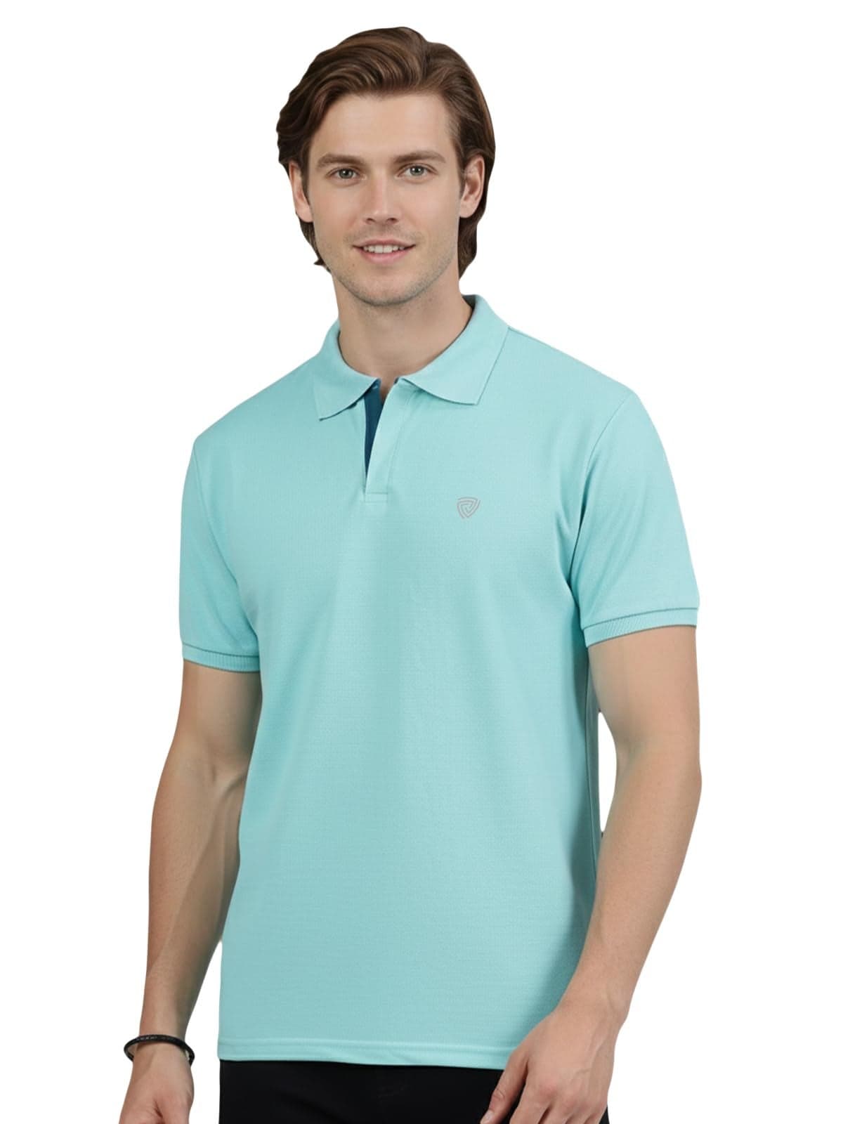 Lux Cozi Men's Pack of 1 Pool Blue Regular Fit Polo Neck Half Sleeve Solid Casual T-Shirt (Size : XX-Large)_COZI_2121_POOLBU_2XL_1PC