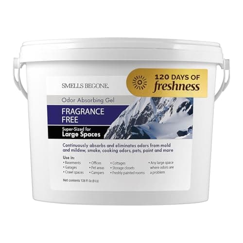 SMELLS BEGONE 1-Gallon Odor Absorber Gel - Air Freshener & Odor Eliminator for Homes, Garages & Commercial Buildings - Industrial Size - Fragrance Free