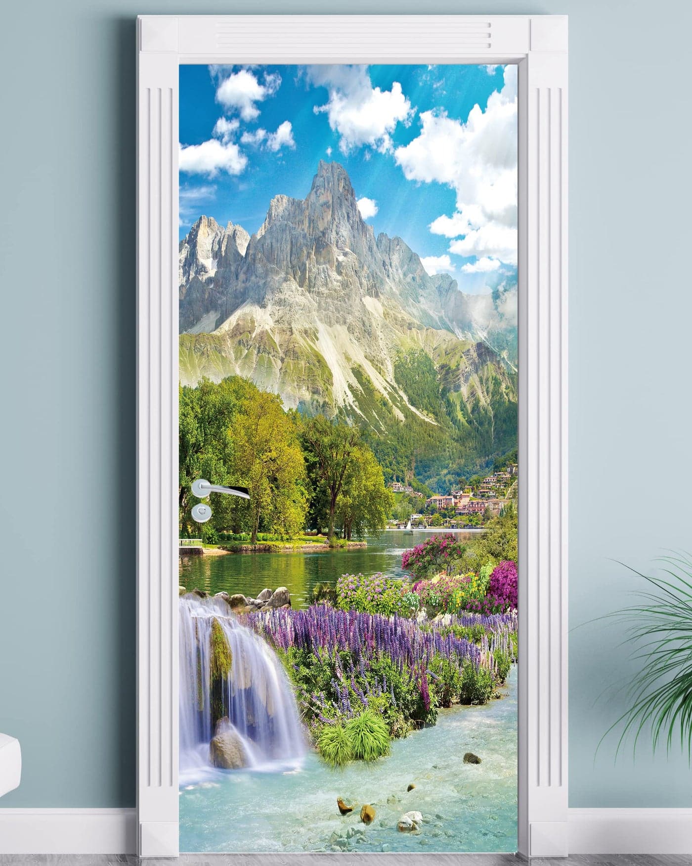 FLFK Door Sticker Peel and Stick Scenic Door Wallpaper Removable SelfAdhesive Mural for Home Decor 303 W x 787 L Set of 2 Sheets