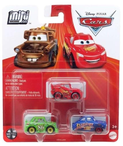 Disney Cars Mini Racers 3 Pack On The Road Lightning McQueen Chick Hicks and Fabulous Hudson Hornet