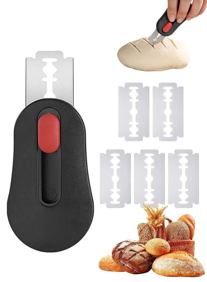 1 Pc Magnetic Sourdough Bread Lame Scoring Tool with 5 Replaceable Stainless Steel Blades, Professional Artisan Bread Baking Accessory for Home Baking