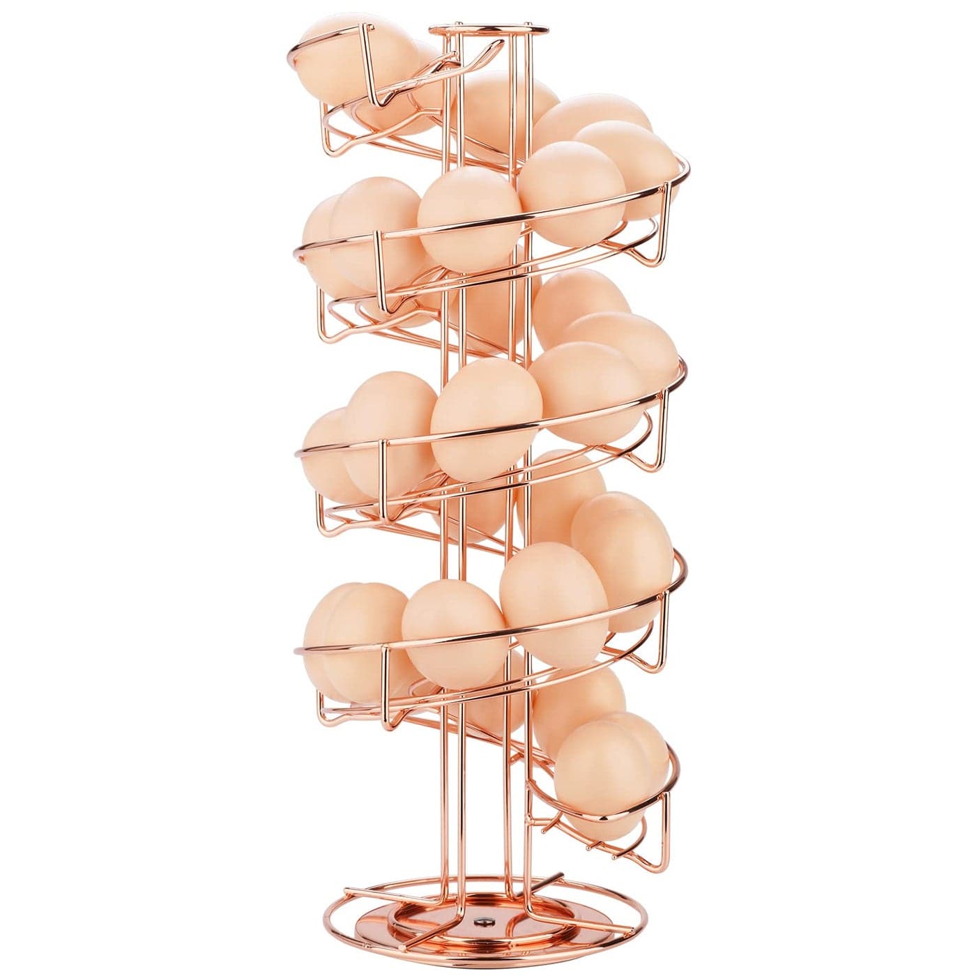 Toplife Spiral Design Metal Egg Skelter Dispenser Rack Storage Display Rack Rose Gold