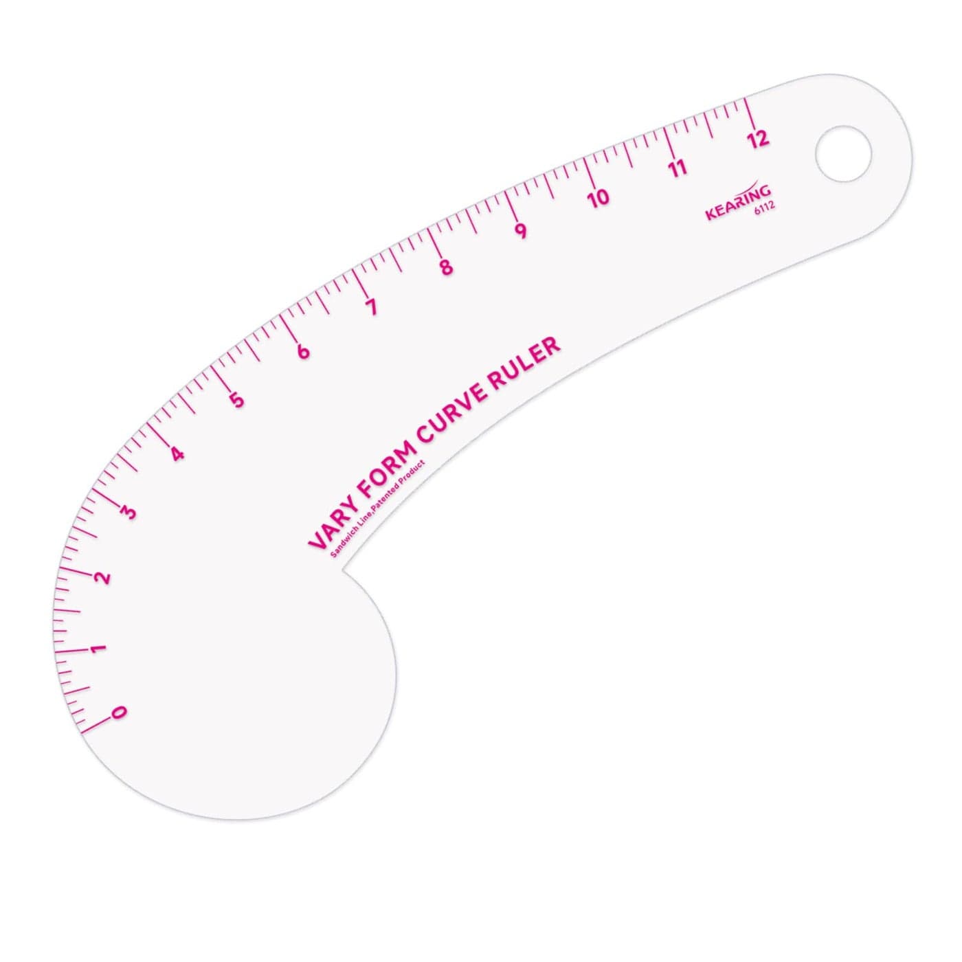 KEARING 12Inch Clear Vary Form Curve Ruler for Sewing Sandwich Line Scale French Curve Ruler for Pattern Making Hip Curve Ruler for Measuring Fashion Design