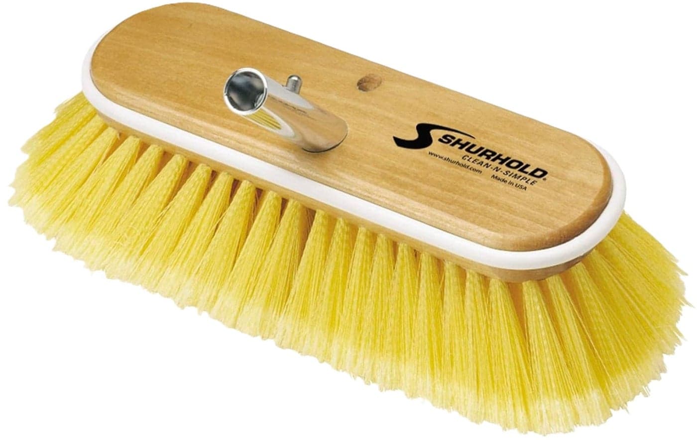 Shurhold 980 10 Inch Soft Bristle Brush Deck Brush with Yellow Polystyrene Bristles
