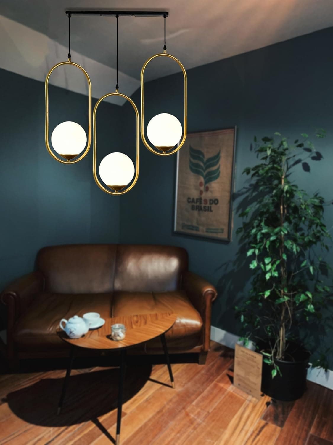 Carsten CARS-210 Milky GALSS Linear THALI Pendant Light, Three Pendant Lamp to Décor Home, Cluster Hanging Light, Cluster Ceiling Light, Living Room, Bedroom, Office, Dining, Restaurants (with Bulb)