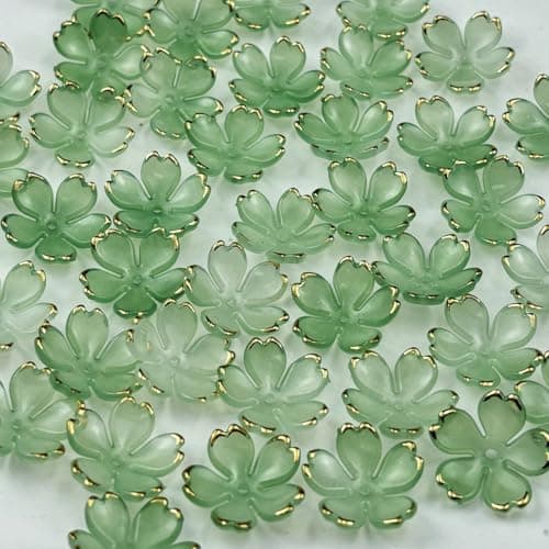 YHYPOCI 100pcs Acrylic Flower Beads 19mm Cherry Blossom Plastic Gradient Flower Spacer Beads for DIY Crafts Bracelet Necklace Earrings Jewelry MakingGreen