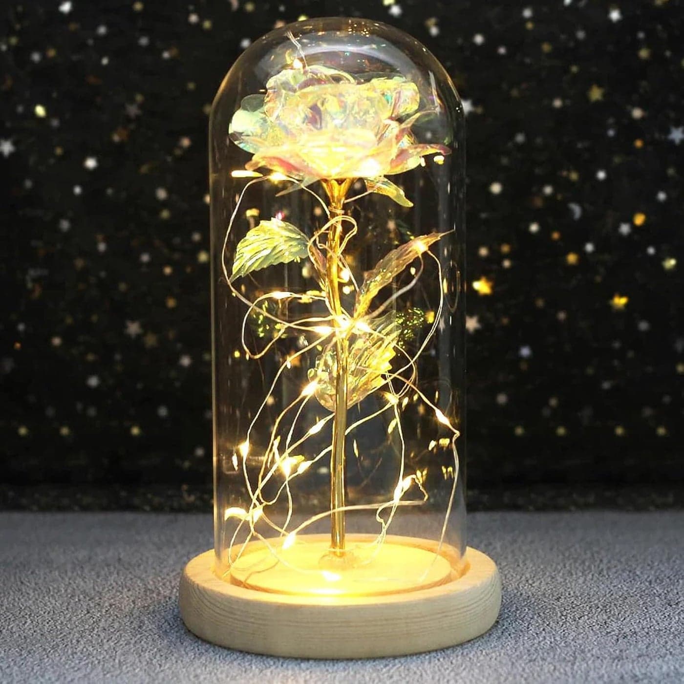 TIED RIBBONS Valentine Gift for Girlfriend Boyfriend Husband Wife Birthday Anniversary Mothers Day Engagement Gifts Artificial Forever Rose Gift Decorative Light up Rose in Glass Dome