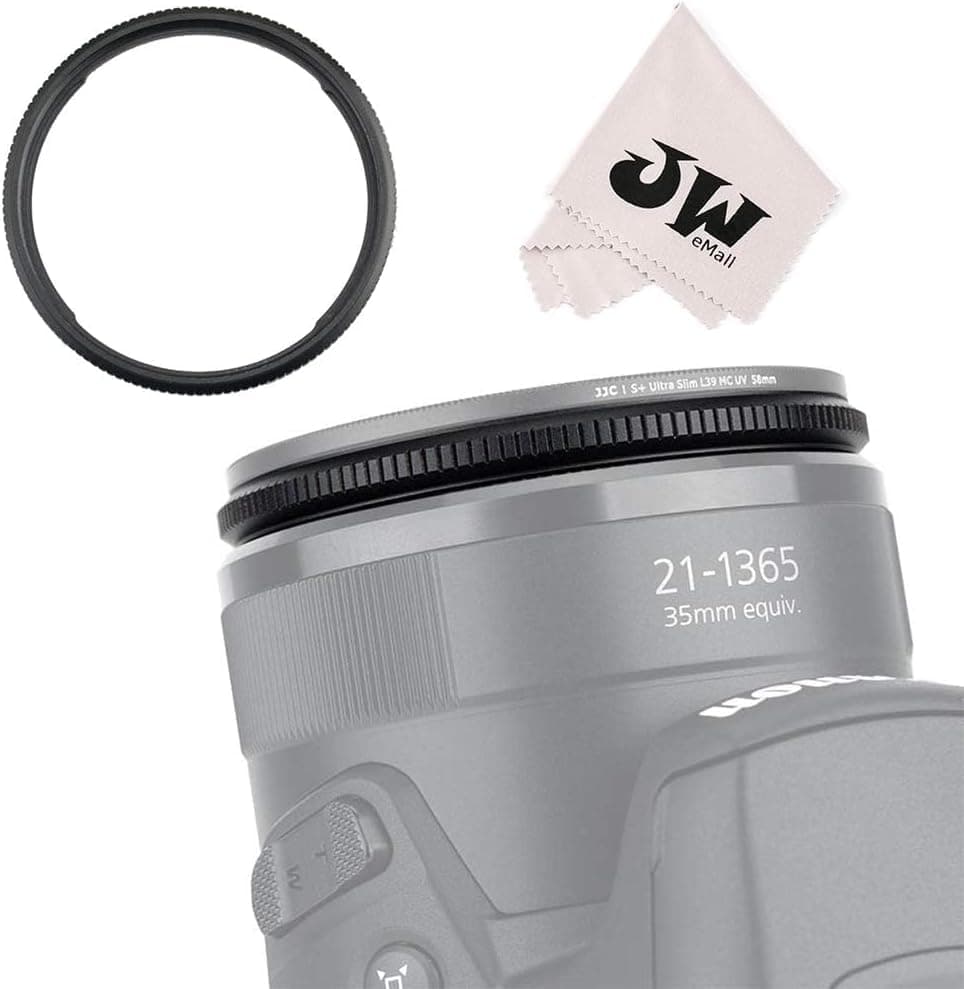 58mm Metal Lens Filter Adapter Ring for Canon SX70 HS, SX60 HS, SX50 HS, SX40 HS, SX30 is, SX20 is, SX10 is, SX1 is, SX540 HS, SX530 HS, SX520 HS Digital Camera Replaces Canon FA-DC67A Adapter Ring