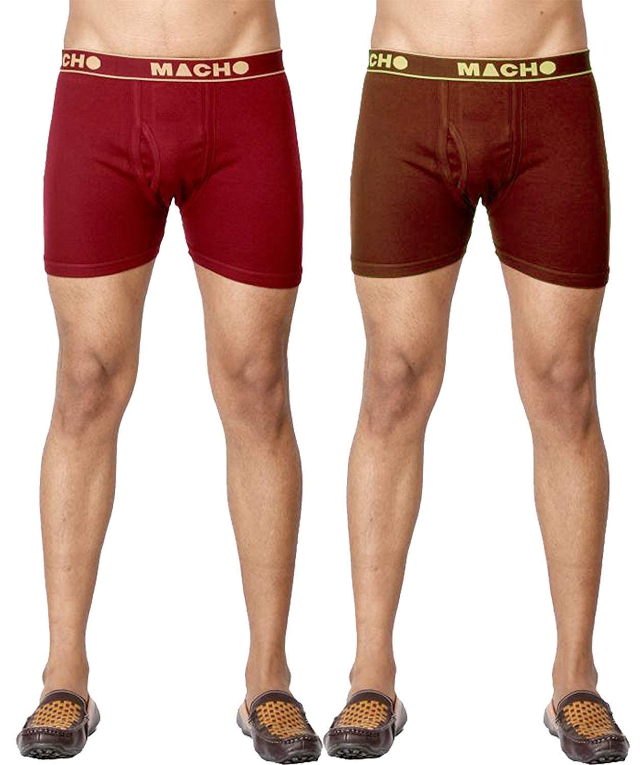 Macho Men's Long Cotton Fine Trunk Pack of 2 (Multi Color), 100 cm