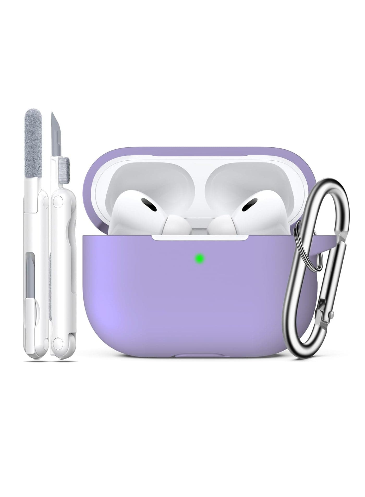 Compatible with AirPods Pro 2nd/1st Generation Case with Cleaning kit,Full Protective Silicone Compatible with Apple AirPods Pro 2023/2022/2019 Charging Case,Front LED Visible,Banana Violet