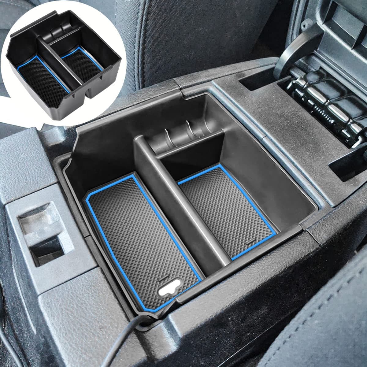 EDBETOS Center Console Organizer Tray Compatible with Jeep Wrangler JKJKU 20112018 Rubicon Sport Sahara Accessories Armrest Storage Glove Box Blue Trim