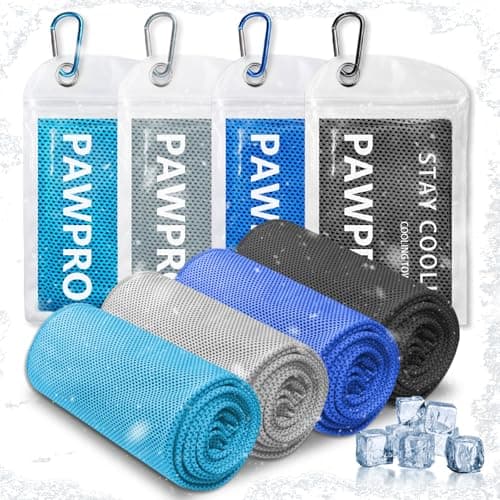 PAWPRO 4 Packs Cooling Towels for Neck and Face Soft Breathable Gym Towels with Waterproof Bag Carabiner MultiColored Sweat Towels for Gym Running Yoga Light BlueRoyal BlueBlackGrey