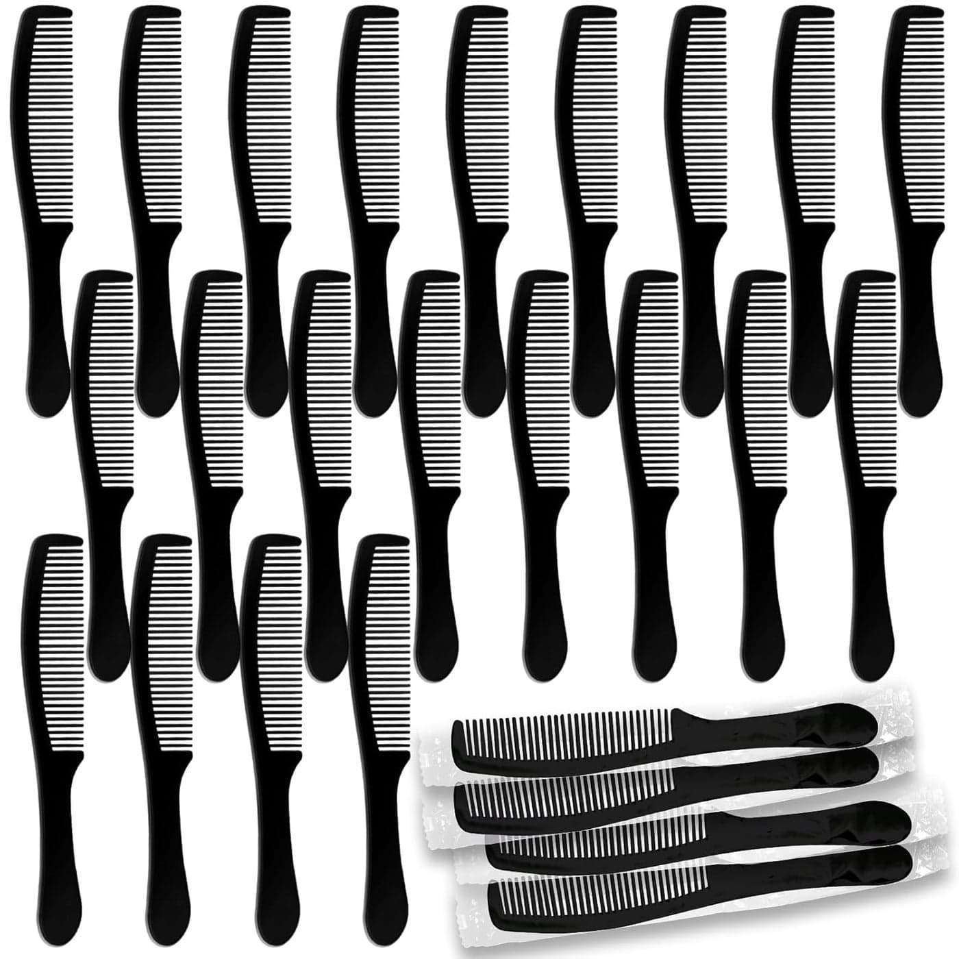 100 Packs Individually Wrapped Combs Disposable Plastic Hair Combs in Bulk Set for Travel Hotel Shelter Homeless Nursing Home Charity Church 65 Inch LongBlack