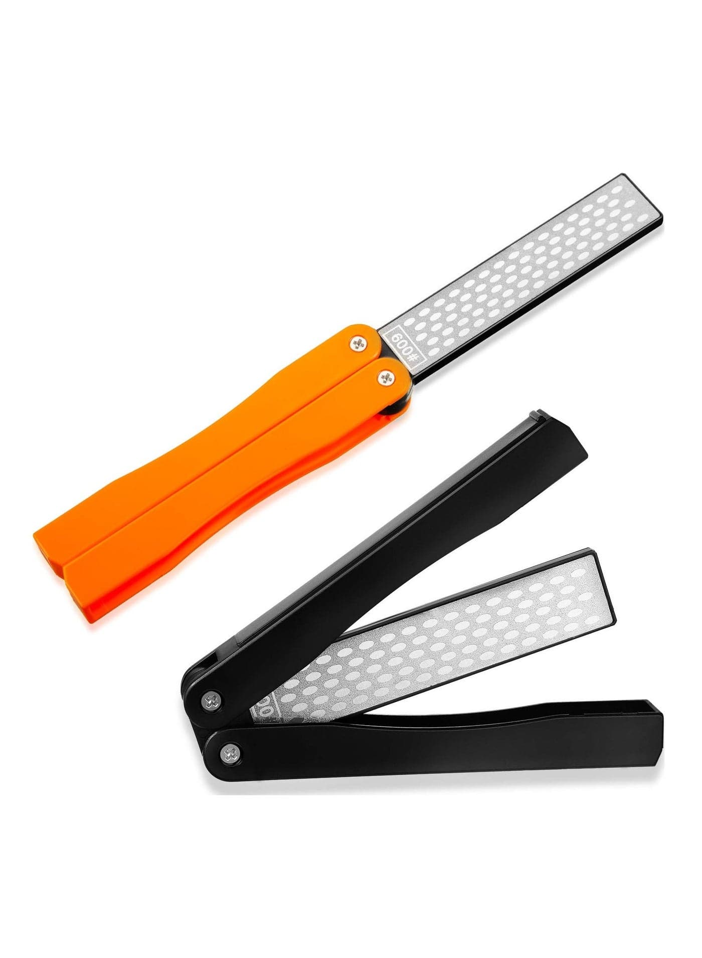 2 Pack Garden Tool Sharpener, Folding Pocket Diamond Knife Sharpener 400/600 Grit Double-Sided Scissor, Pruners, Loppers or Blade Sharpening Stone for Camping Kitchen