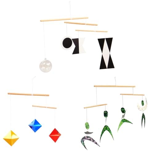 Purgano Montessori Mobile Set G - Munari (with Plastic Ball) & Octahedron in Multiple Sizes & Green Dancers Ⅱ
