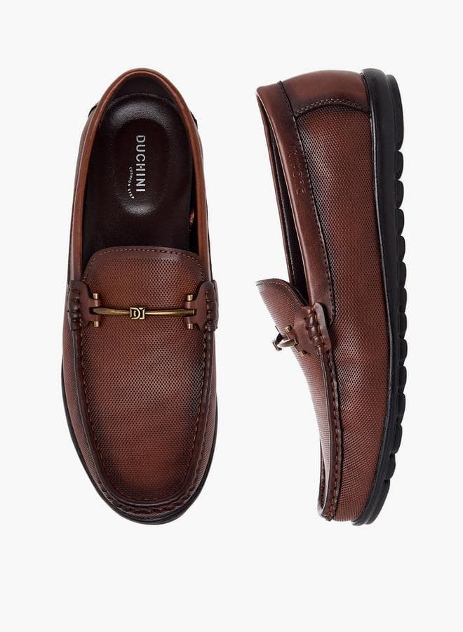 Men Textured Slip-On Loafers