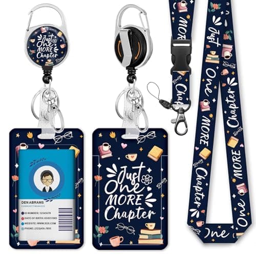 Giancomics Book Lover Lanyards for Id Badges, Readers ID Badge Holder with Retractable Reel, Funny Teacher Lanyard with Keychain Clip Name Tag Card Holder for Women Gift