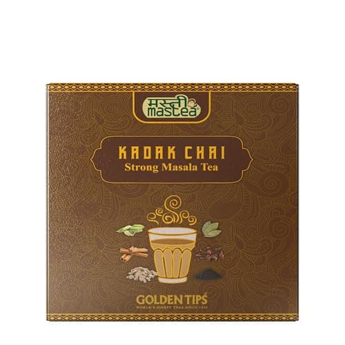 Golden Tips Kadak Masala Chai, Strong Assam CTC Tea with Aromatic Spices, Cardamom, Cinnamon, Clove, Ginger & Bay Leaves, Bold & Flavorful, Best with Milk, (500 Gram, 250 cups)