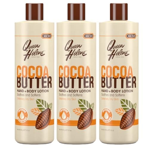 Queen Helene Cocoa Butter Hand & Body Lotion – Ultra Moisturizing Formula for Smooth Radiant Skin, 16 oz, Pack of 3