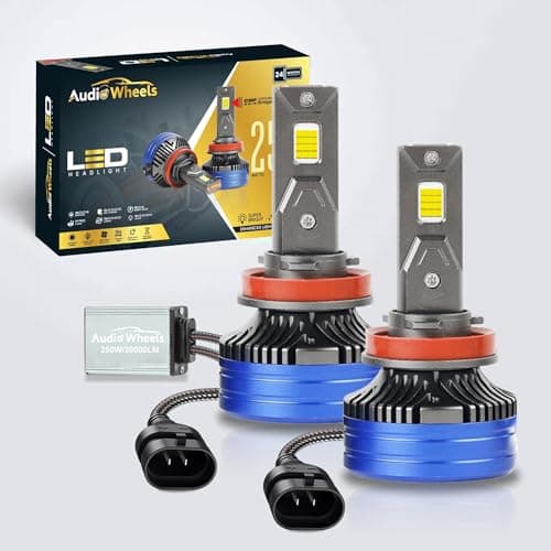 Audio Wheels H8/11-250W LED Headlight Bulbs – 30,000 Lumens Ultra-Bright, 6000K Cool White, IP68, Quick Pro Vision LED Conversion Kit – Easy Installation, 2-Year Warranty, 50000+ Hrs Lifespan