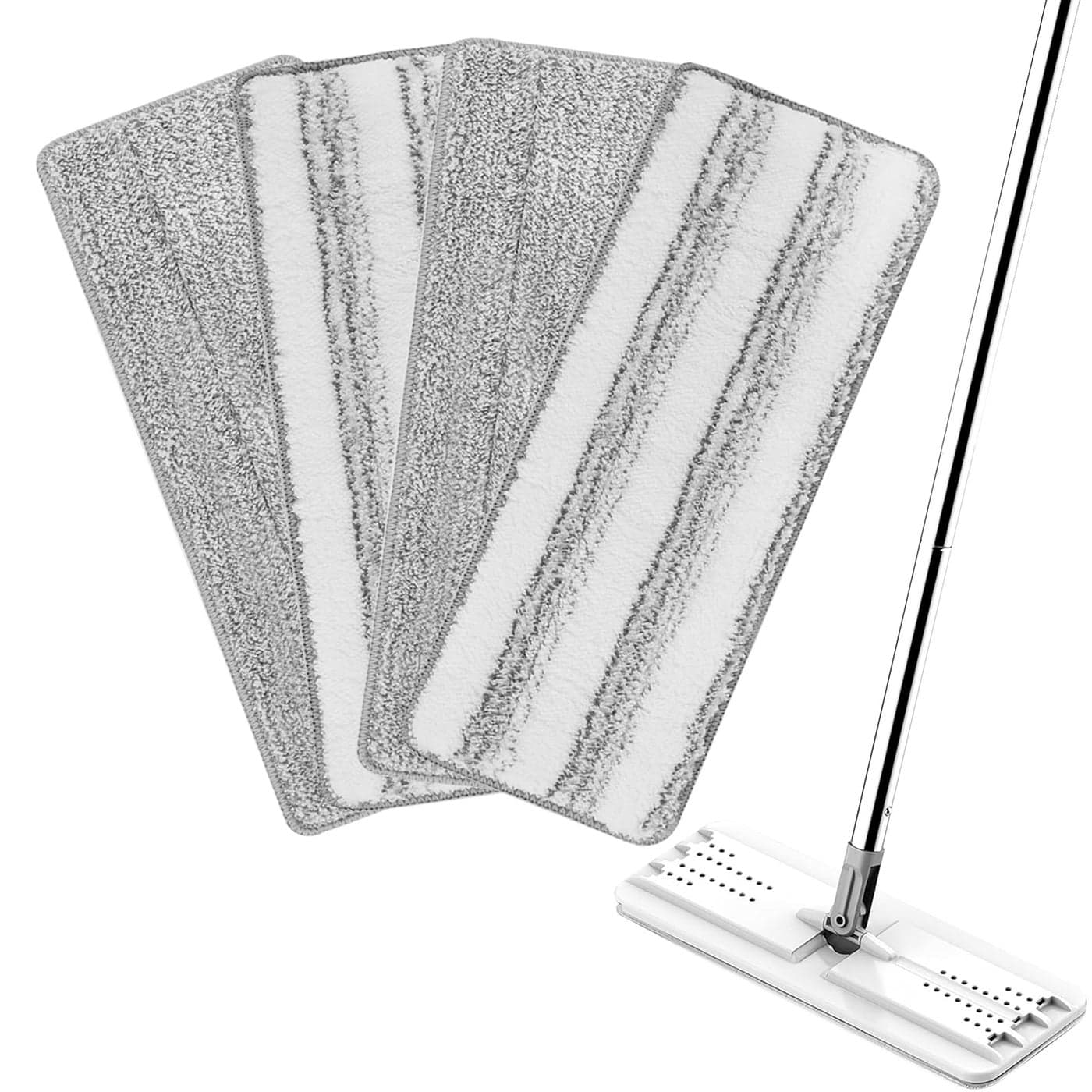 Yicotira 4 Pack Mop Replacement Pads Compatible with Joymoop Flat Mop or Mop Bucket Set Microfiber Flat Mop Pads for All 13 X 49 Squeeze Flat Floor Mop Washable Mop Head Replacement