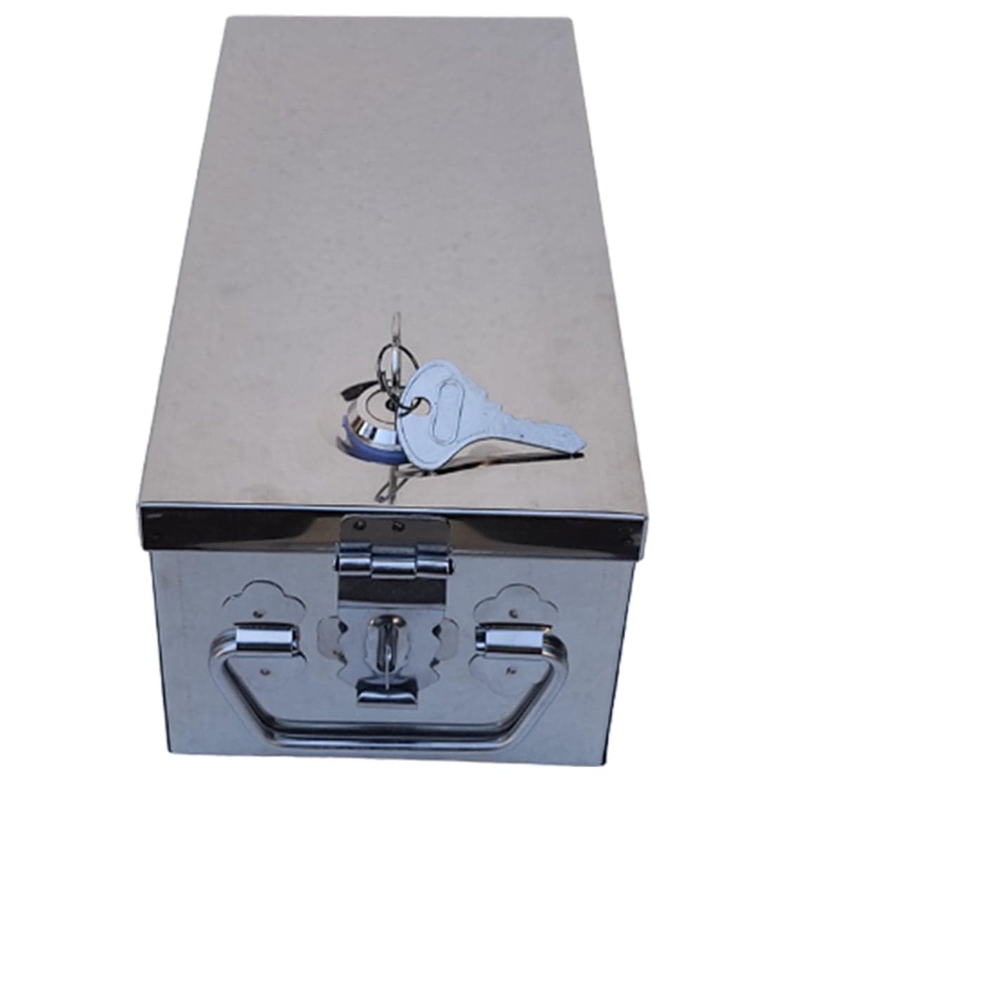 Crevita Stainless Steel Safe Locker Boxe With Pre fited One Lock & 2 Key Use For Jewellery, Cash Box, Bank Locker, Peti Size - 12 Inch Cash Box (L-32cm, W-13cm, H-9.5cm) (Standard Jewel 12)