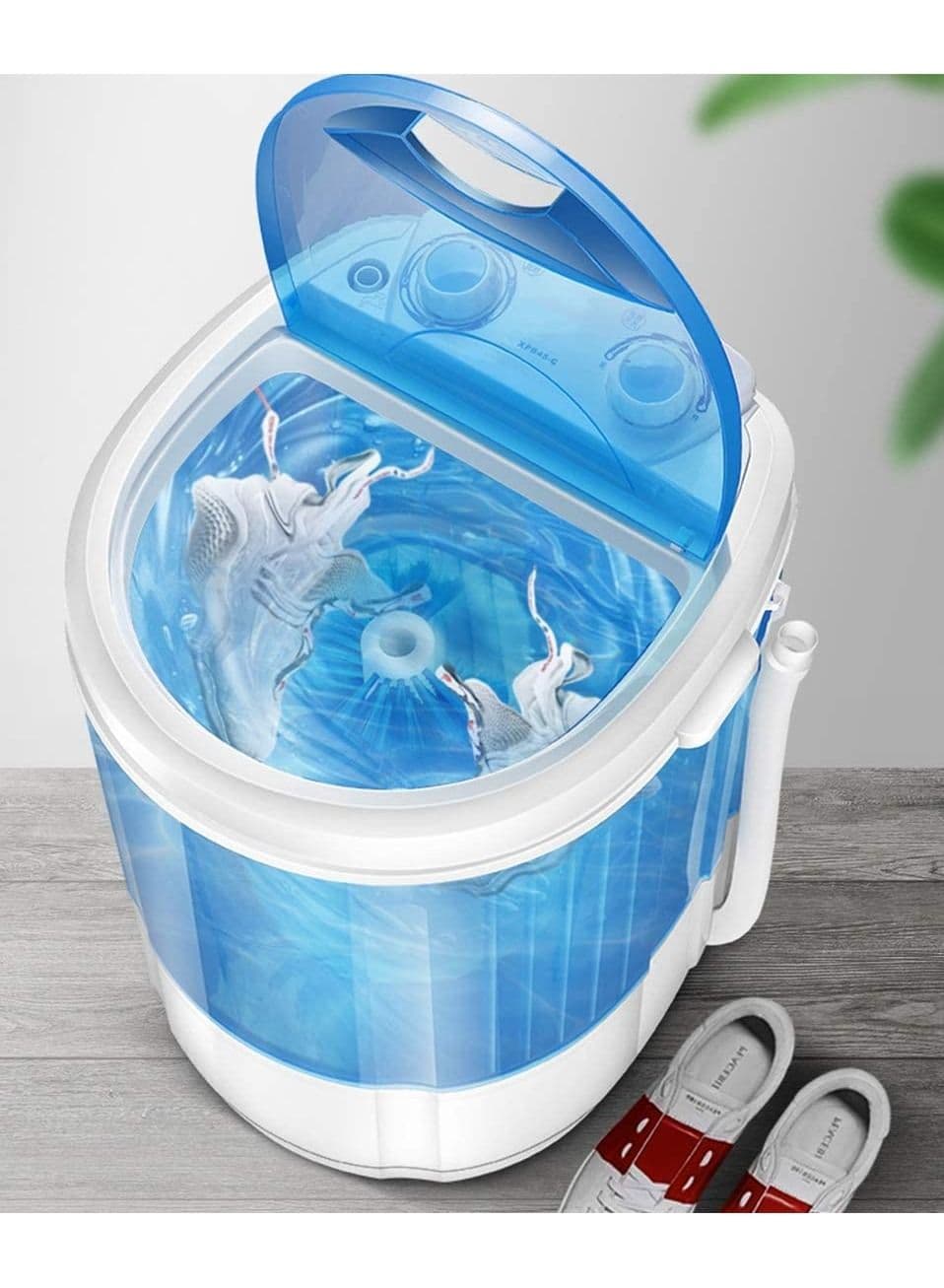 Home Shoe Washer, Portable Smart Mini Washer, 4.5kg Capacity, Removable Shoe Brush, Anti-Bacterial Light Blue, Knob Control