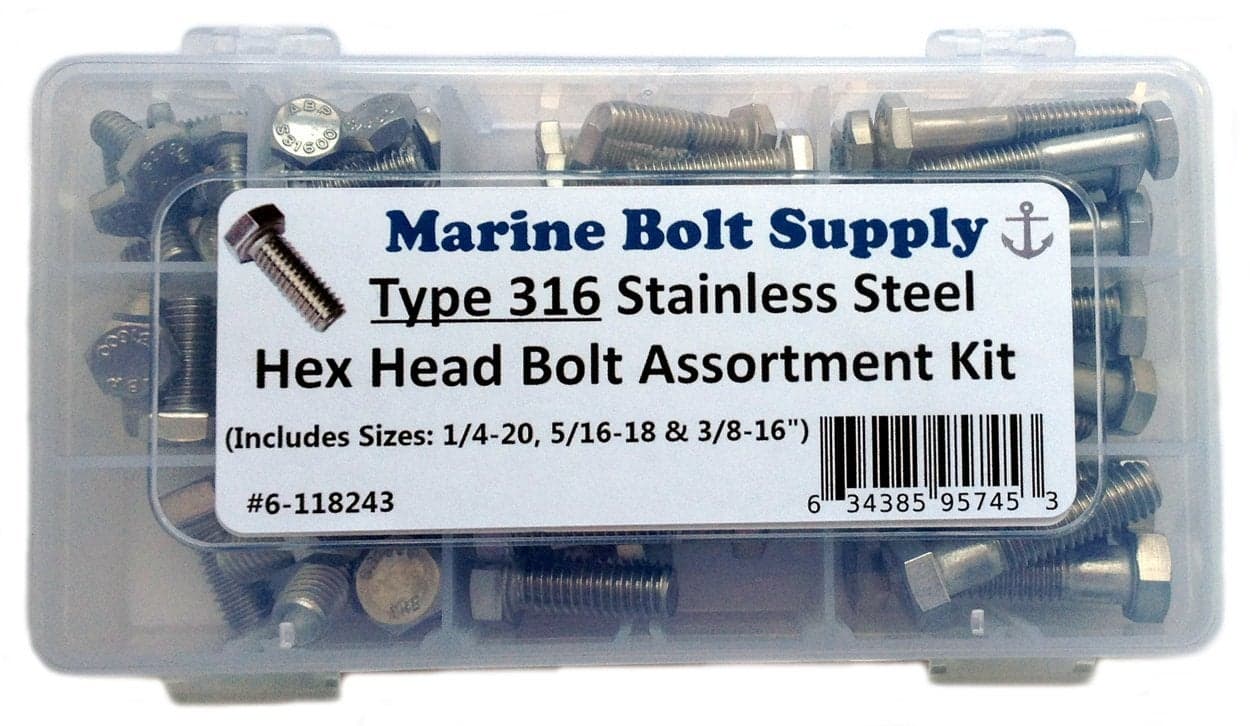 Type 316 Stainless Steel Hex Bolt Assortment Kit Marine Bolt Supply 6118243