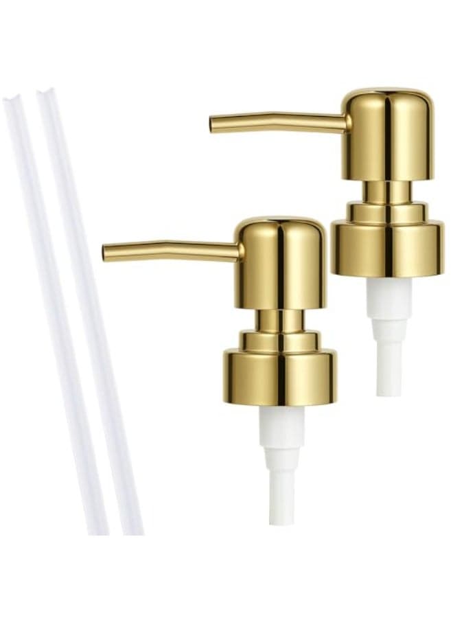2 Pack Gold Soap Dispenser Pump Replacement Top Dispenser Pumps Refill Dispensers Liquid Hand Soap Dispensers Soaps Pumps Replacement for Lotion Regular Glass Mouth Bottles