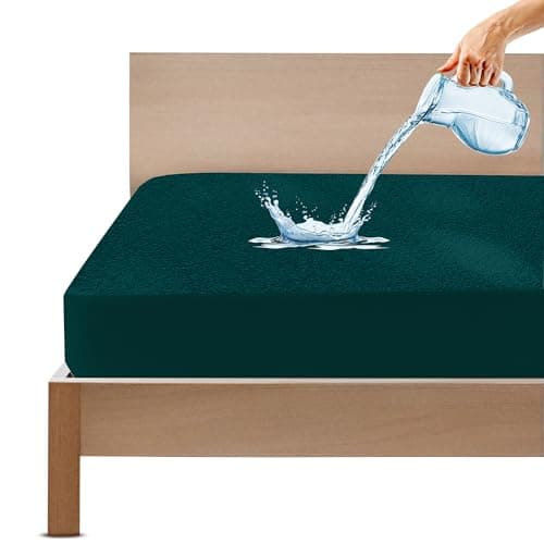 GADDA CO Premium 100% Waterproof Mattress Protector Single Size 75x36 Inch (6.3x3 Ft) | Ultra Soft Cotton Feel Terry Fabric, Breathable & Hypoallergenic Fitted Bed Cover Fits Up to 10 Inch (Peacock)