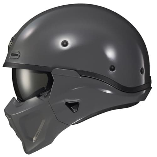ScorpionEXO Covert X Open Face Half Shell 3/4 Motorcycle Helmet Comm Ready Speaker Pockets DOT Solid (Grey - Medium)