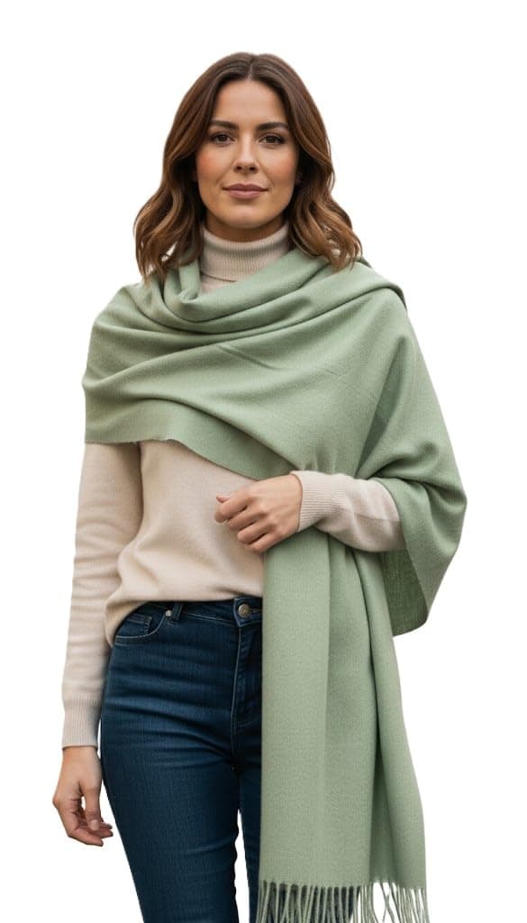 Alexvyan Green Plain Winter Stole Warm Long Stoles Shawls Long Solid Scarves Woolen Women Casual Scarf Soft Wrap for Casual Formal Occassions- 200CM*70CM.