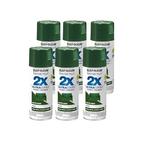 Rust-Oleum 249111-6PK Painter's Touch 2X Ultra Cover Spray Paint, 12 oz, Gloss Hunter Green, 6 Pack