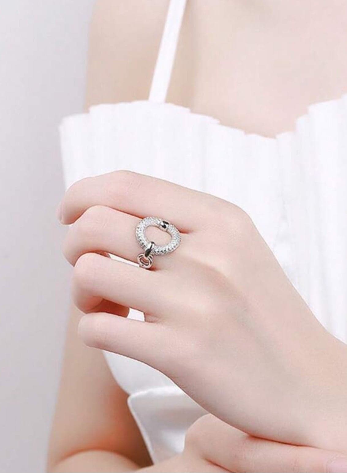 Elegant Stainless Steel Silver Plated Ring For Women One Size