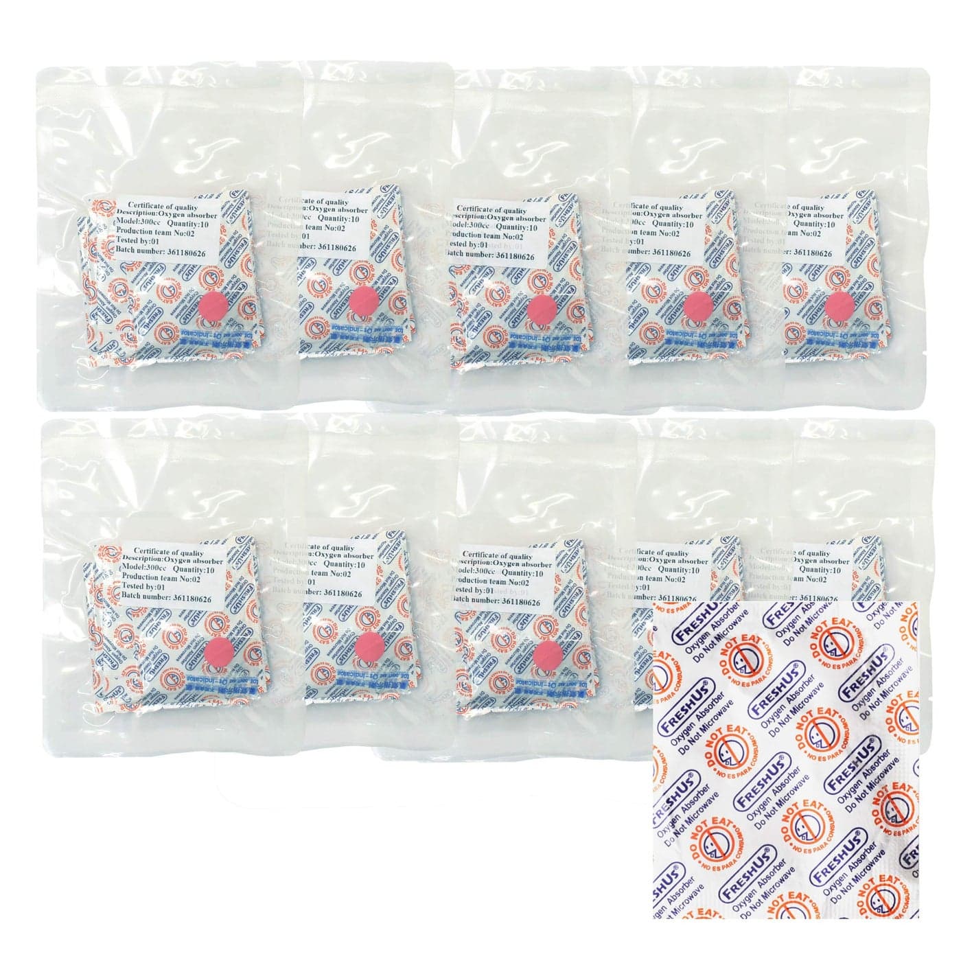 FreshUS 300cc Oxygen Absorber10 individual pack of 10 Packets Total 100 Packets Long Term Food Storage 100 300 CC