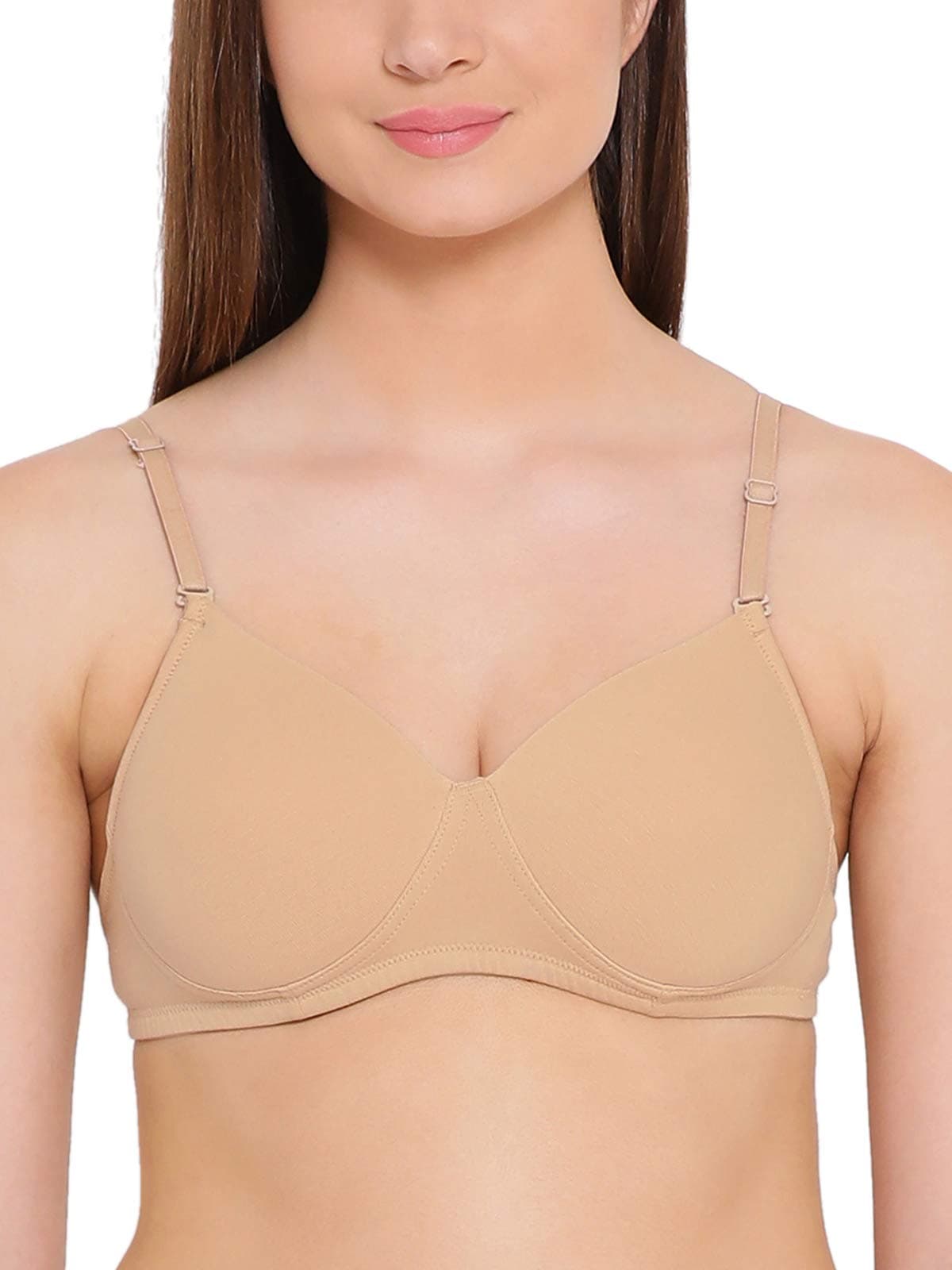 Clovia Women's Non-Wired Padded Non Wired Bra (BR1589P2432C_Beige_32c)