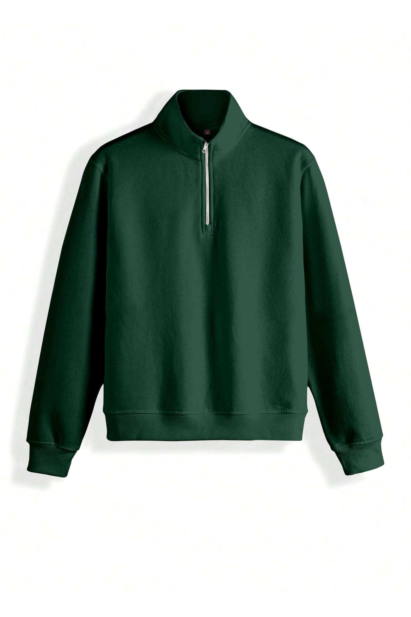 BAGHADBILLO Half Zipper Solid Sweatshirt for Men Dark Green