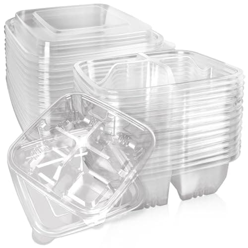 ISUSSER 20 Pack Clear Bento Snack Food Containers 4 Compartment Meal Prep Containers with Lids for School and Work