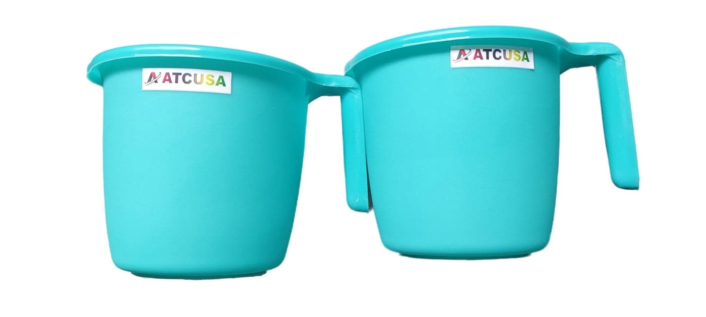 Indian Plastic Bathroom Bath Accessory Set of 2 Mugs 15 Litre Each Bathing Dabba Certified Water Mug Assorted Colors