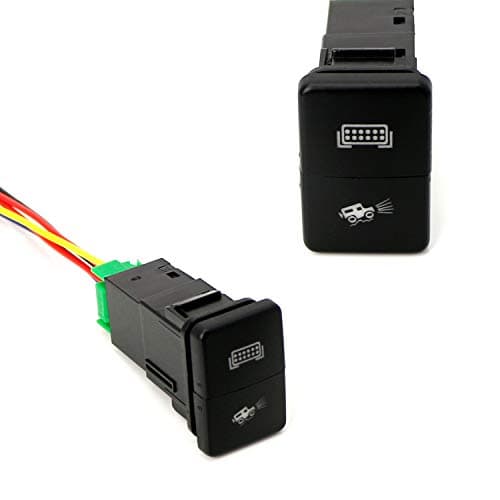 iJDMTOY 33x22mm 12V Dual Push Button Switch w/Lightbar/Driving Light LED Background Indicator, Compatible with Toyota, Black