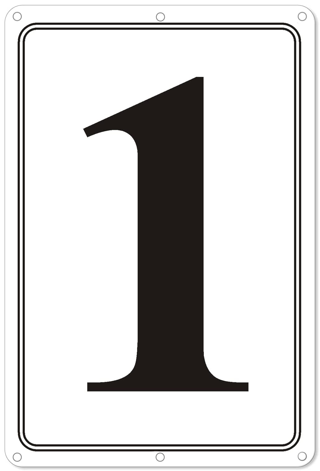i-CowFun Premium Aluminum Number Signs 1, Metal 12" X 8" Numbered Signs Outdoor for Parking Lots, Floor, Dock, Court, Aisle, Field, High Visibility, No Fade, Weather-resistant