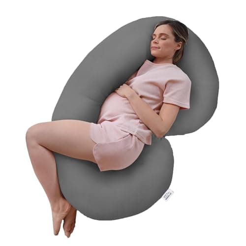 GADDA CO Pregnancy Pillows for Sleeping C-Shape Full Body Pillow and Maternity Support - for Back, HIPS, Legs, Belly for Pregnant Women with Removable Washable Velvet Cover (Grey)