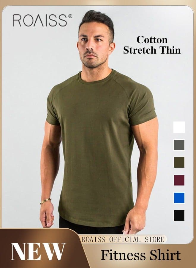 Men Summer T-shirt, Short Sleeve Round Neck Tops, Classic Solid T shirt for Men, Suitable for Daily Wear or Any Occasion
