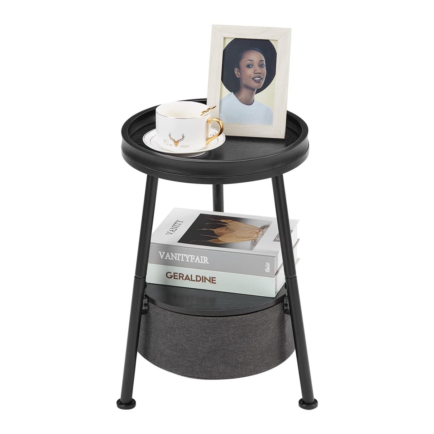 LEMONDA Round End Table Round Side Table with Storage Basket118178Round Sofa TableSmall Round TableSmall Coffee Table Living Room Bedroom