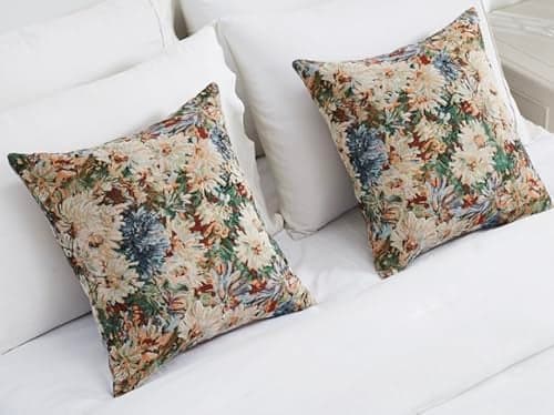 Warm Home Designs 18 x 18 Throw Pillow Covers Set of 2 Decorative Floral 18x18 Pillow Cover for Couch Cushions Living Room Sofa or Bed is Embroidered with Intricate Mums Design DIP Mums Cover 18