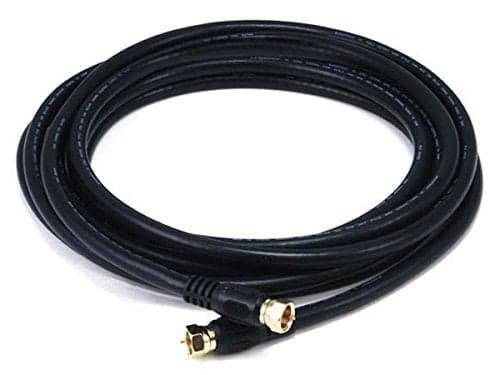 Monoprice RG6 Quad Shield CL2 Coaxial Cable with F Type Connector, 12ft, Black