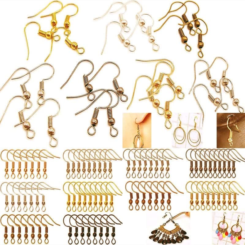 DIY Crafts 325 Pcs Chrome Silver Earring Hooks Hypo allergenic French Ear Wires with Ball and Coil Colors Choice 14mm Nickel Free Metal Fish Hook Earrings Making S 325 Pcs Chrome Silver