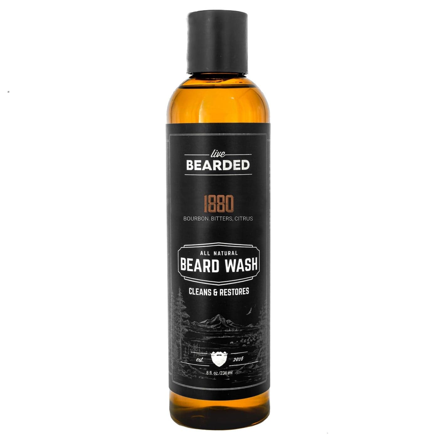 Live Bearded Beard Wash 8 fl oz WaterBased Face Cleanser with AllNatural Ingredients for a Gentle Deep Clean Made in the USA 1880 Scent Bourbon Bitters Citrus
