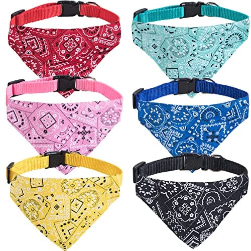 XIMA 6PCS Cat Bandana Collars with Removable Bow Tie for Cats Puppy Kittens Small Dogs Collars Adjustable Bandana