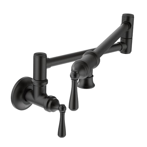Moen S664BL Traditional Wall Mount Swing Arm Folding Pot Filler Kitchen Faucet Matte Black
